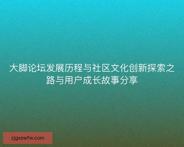 大脚论坛发展历程与社区文化创新探索之路与用户成长故事分享