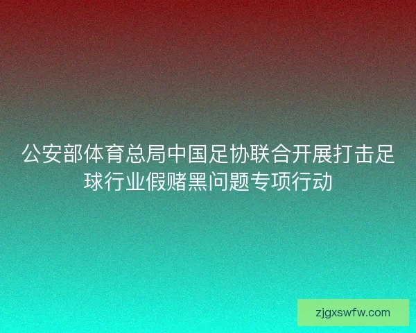 公安部体育总局中国足协联合开展打击足球行业假赌黑问题专项行动