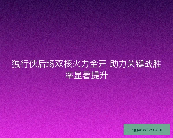 独行侠后场双核火力全开 助力关键战胜率显著提升